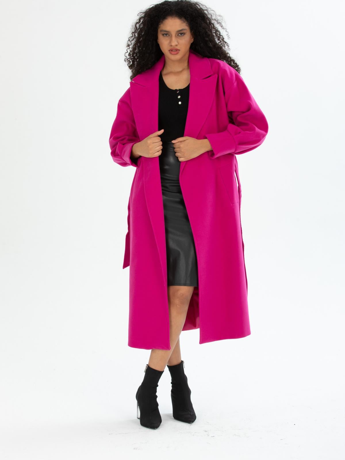 Women coat with belt wholesale Fucshia color 670479