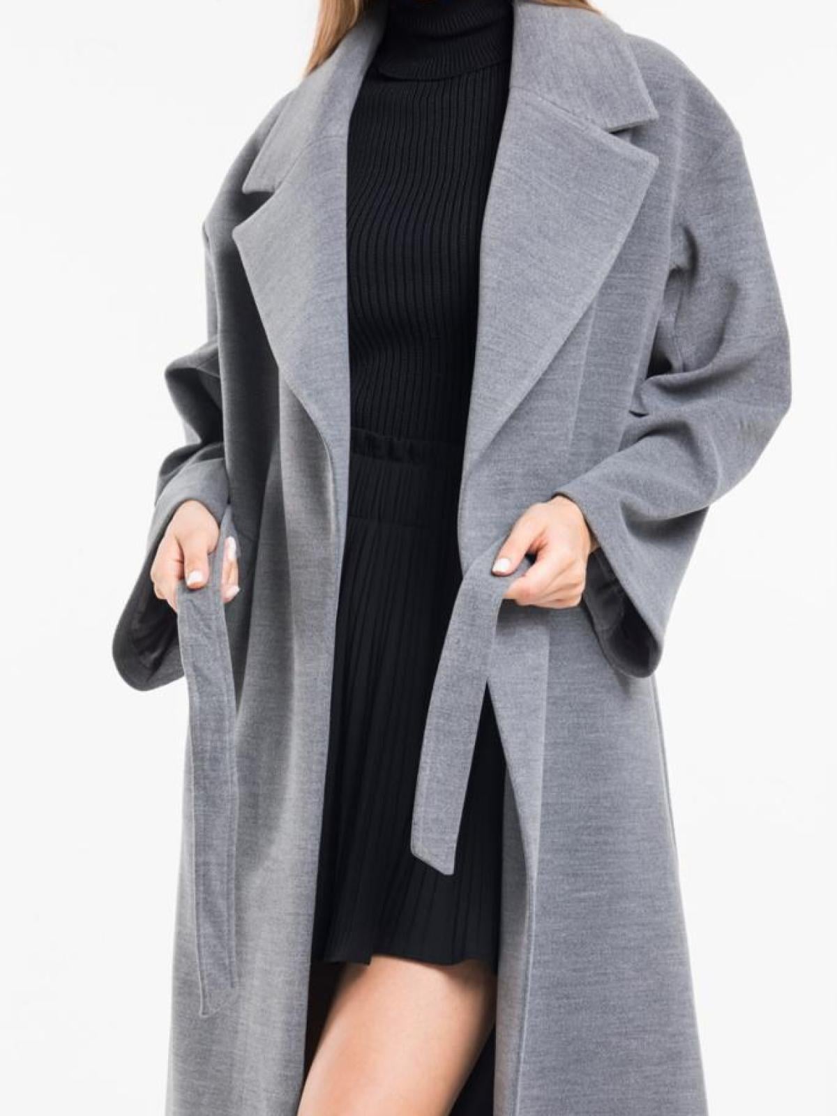 Women coat with belt wholesale Gray color 669362