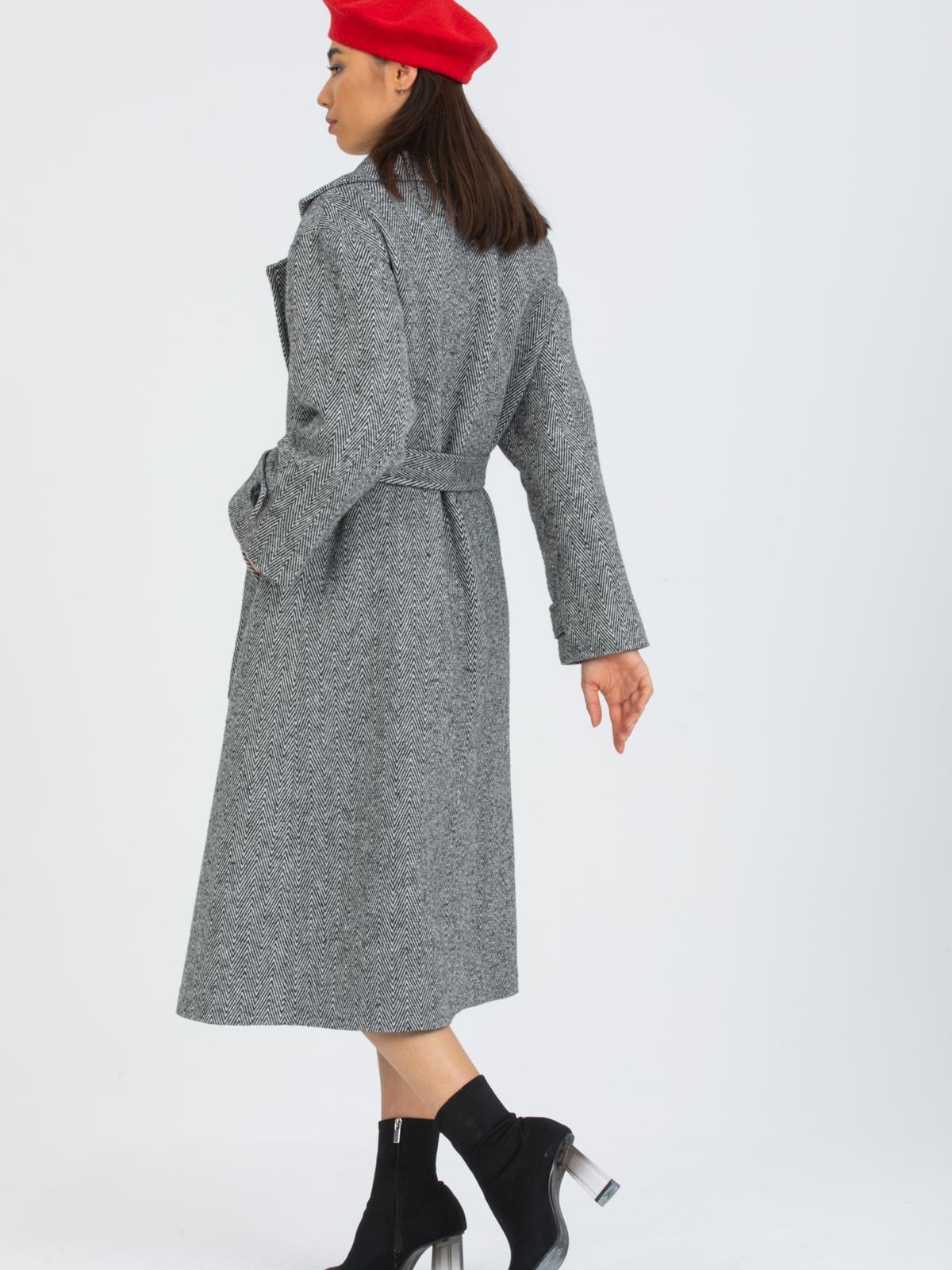 Women Coat With Belt Wholesale Gray Color