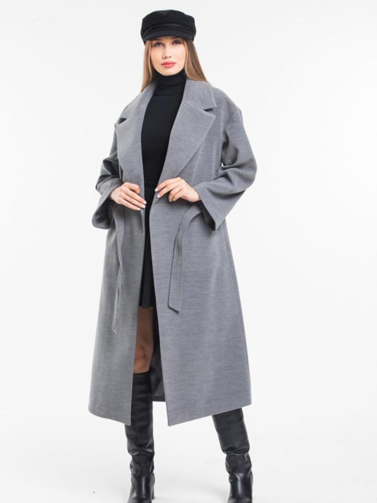 Women coat with belt wholesale Gray color 669362