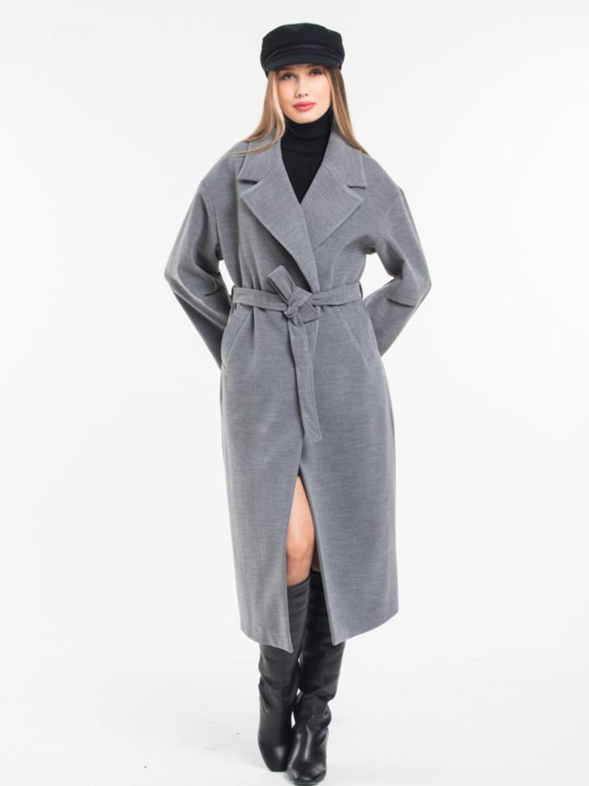 Women coat with belt wholesale Gray color 669362