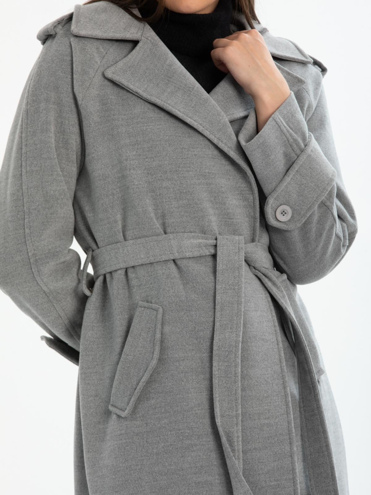Women coat with belt wholesale Gray color 669529