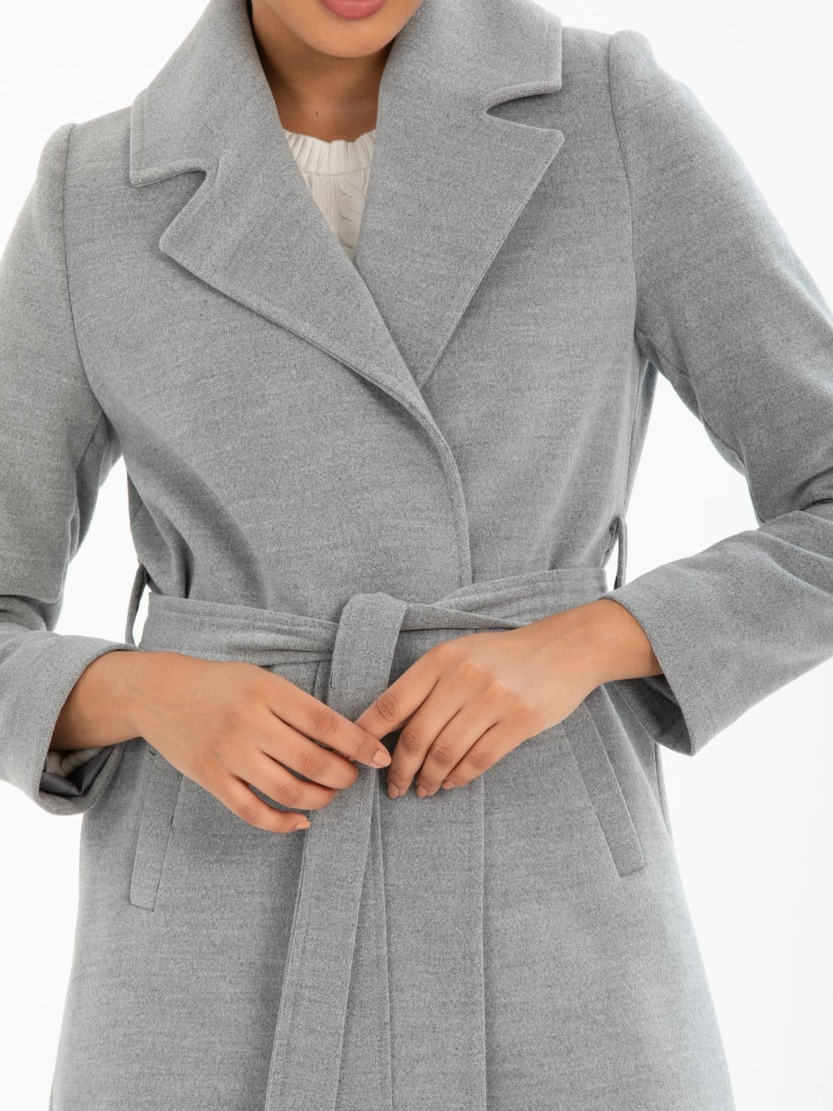 Women coat with belt wholesale Gray color 670407