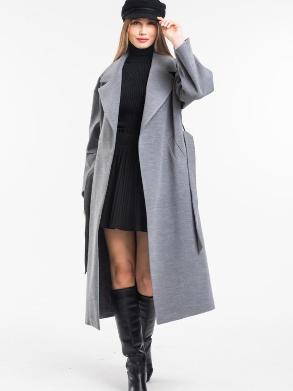 Women coat with belt wholesale Gray color 669362
