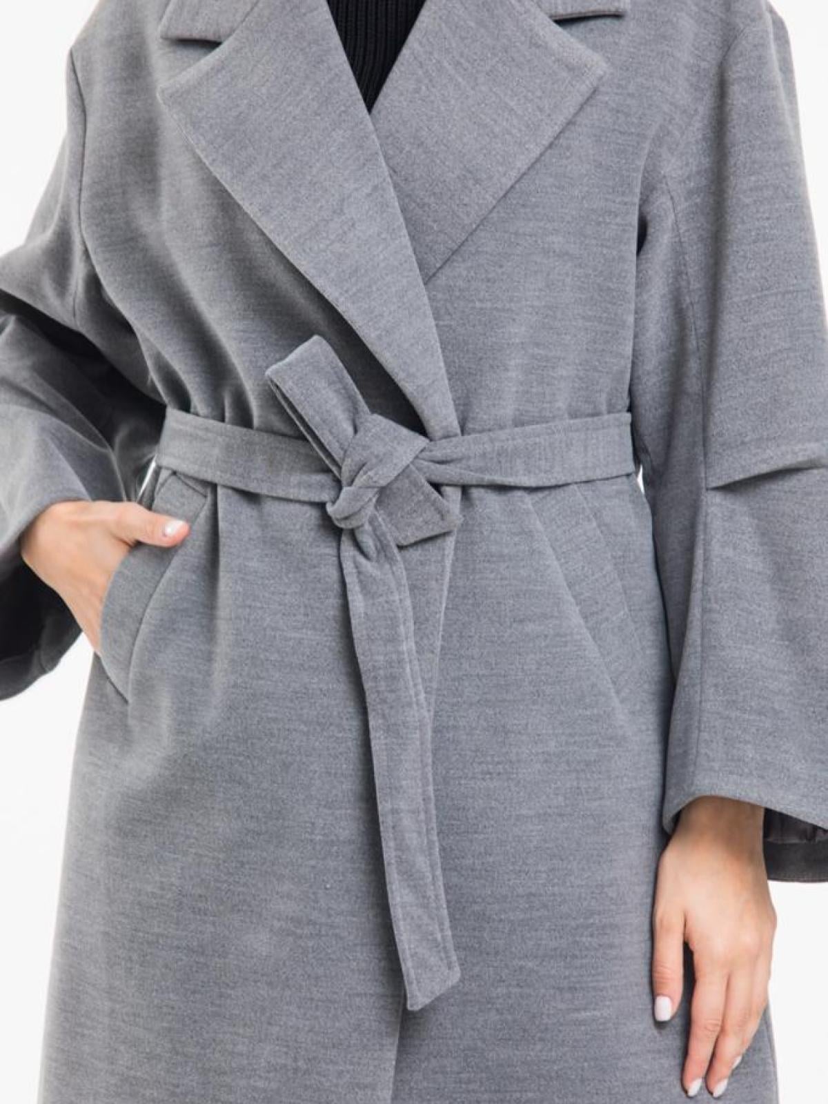 Women coat with belt wholesale Gray color 669362