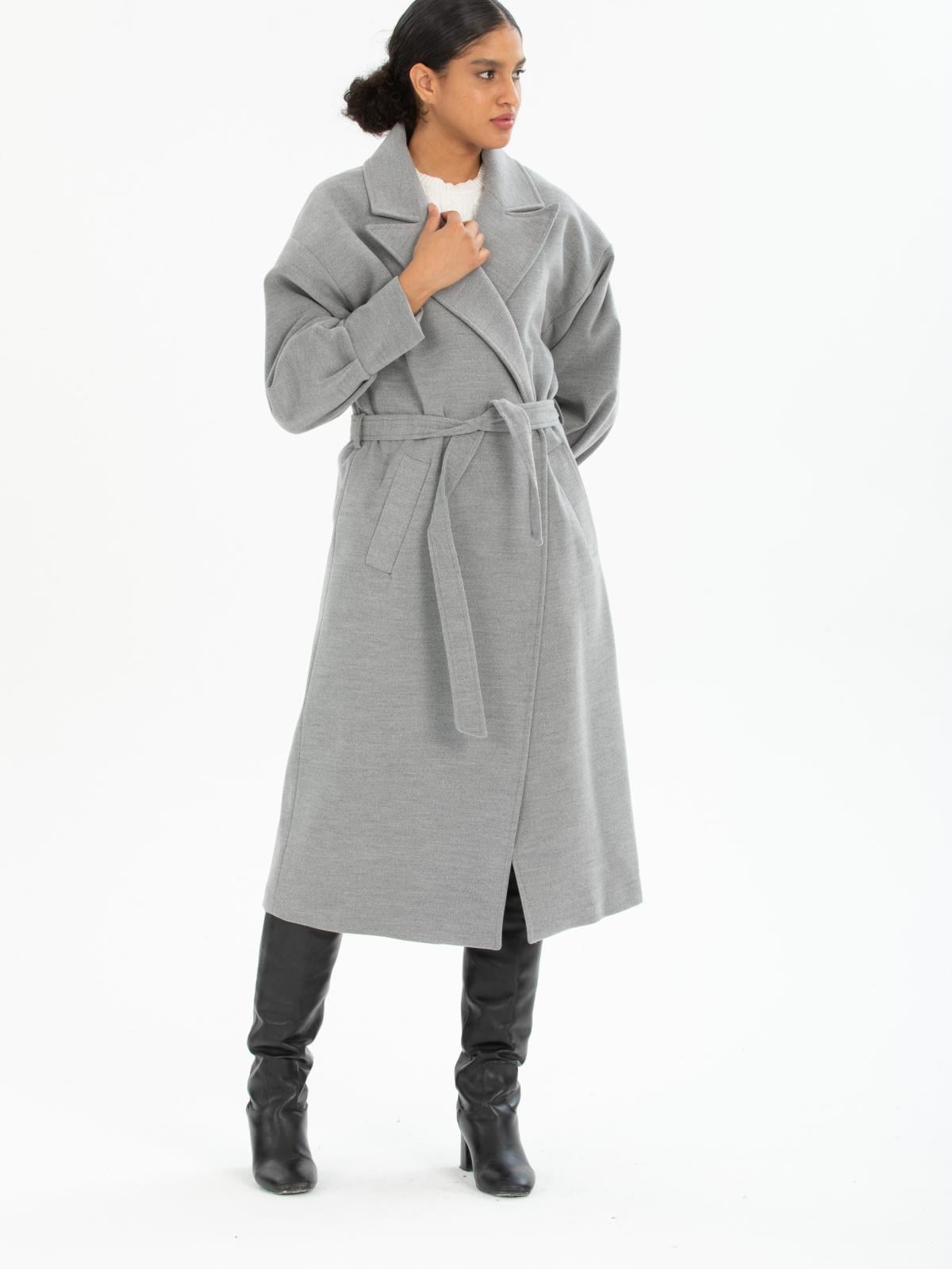 Women coat with belt wholesale Gray color 670480