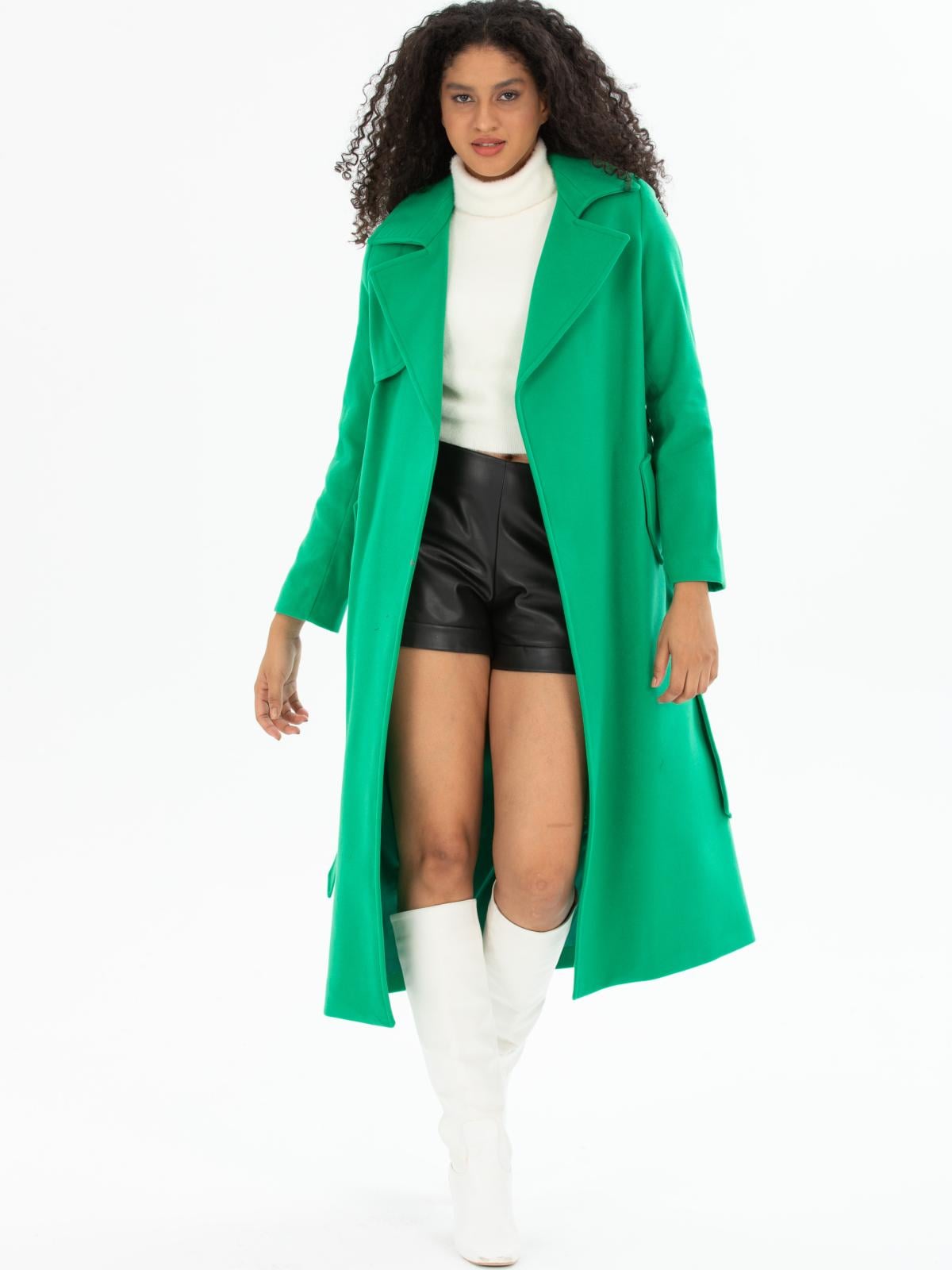 Women coat with belt wholesale Green color
