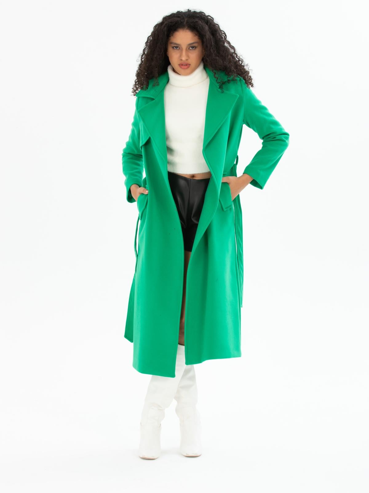 Women coat with belt wholesale Green color