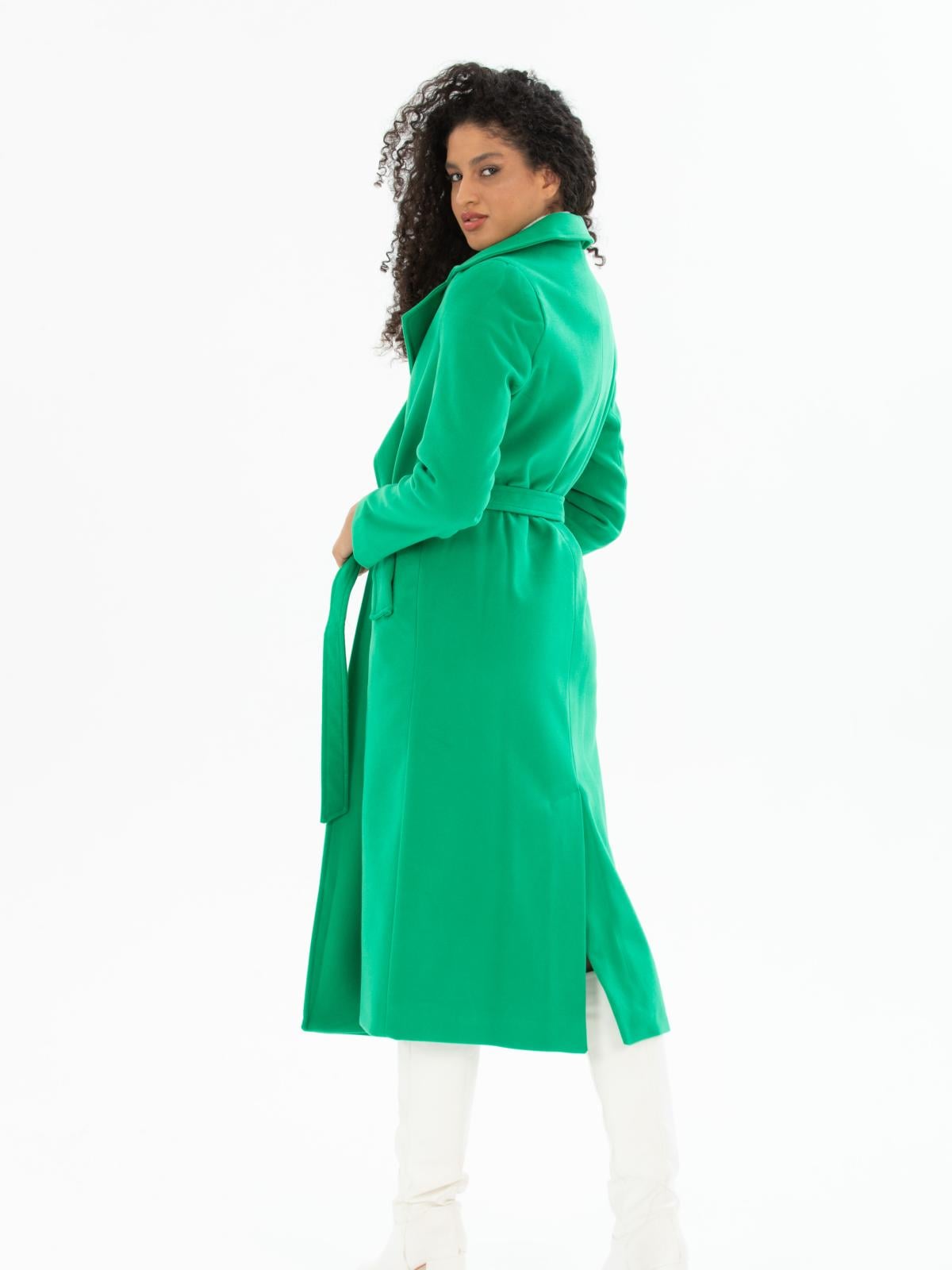 Women coat with belt wholesale Green color