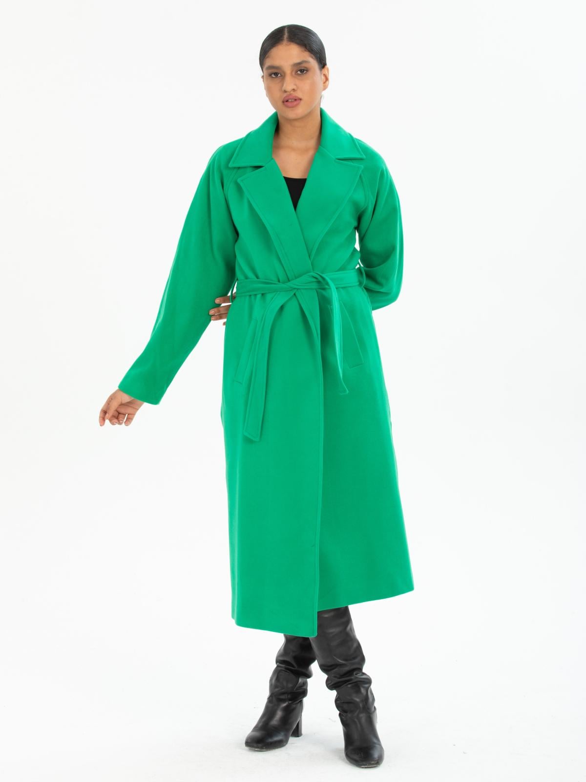 Women coat with belt wholesale Green color