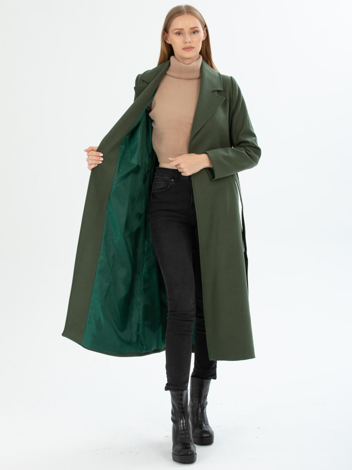Women coat with belt wholesale Khaki color 670419