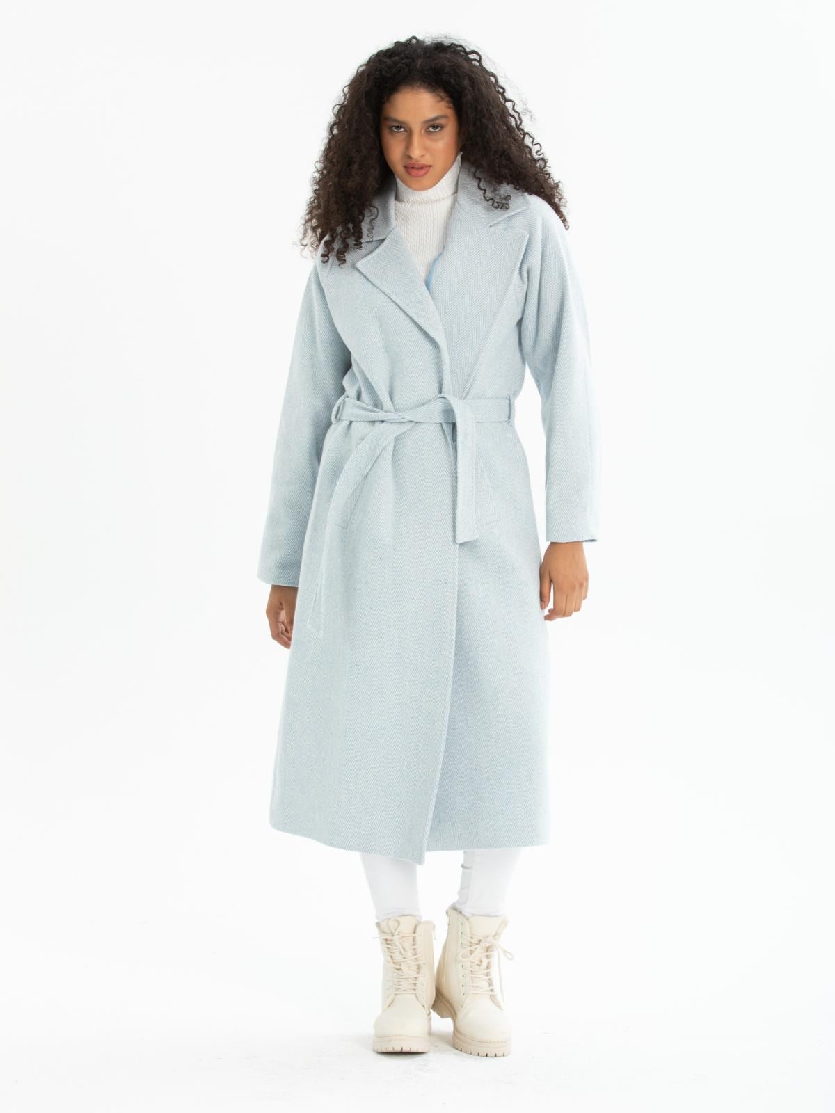 Women coat with belt wholesale Light Blue color 670505