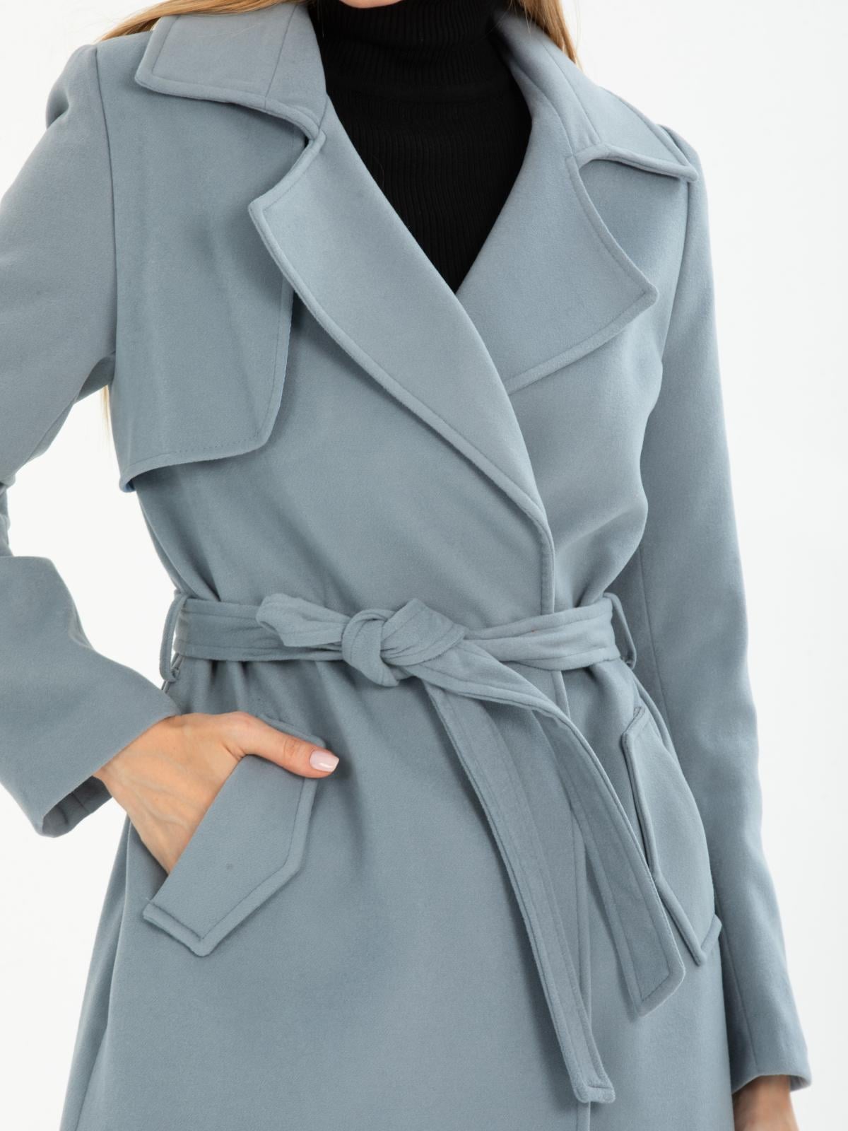 Women coat with belt wholesale Light Blue color