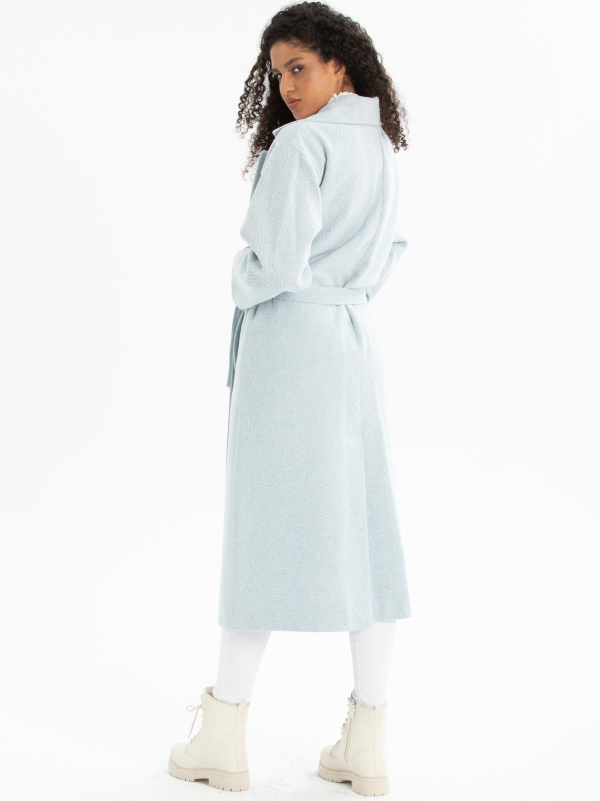 Women coat with belt wholesale Light Blue color 670505
