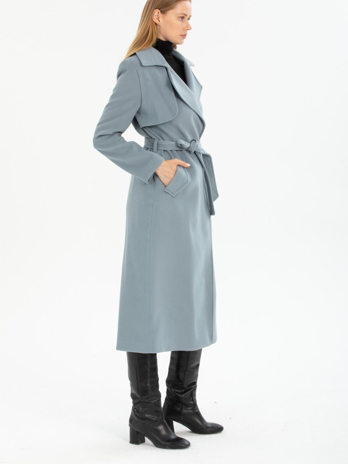 Women coat with belt wholesale Light Blue color