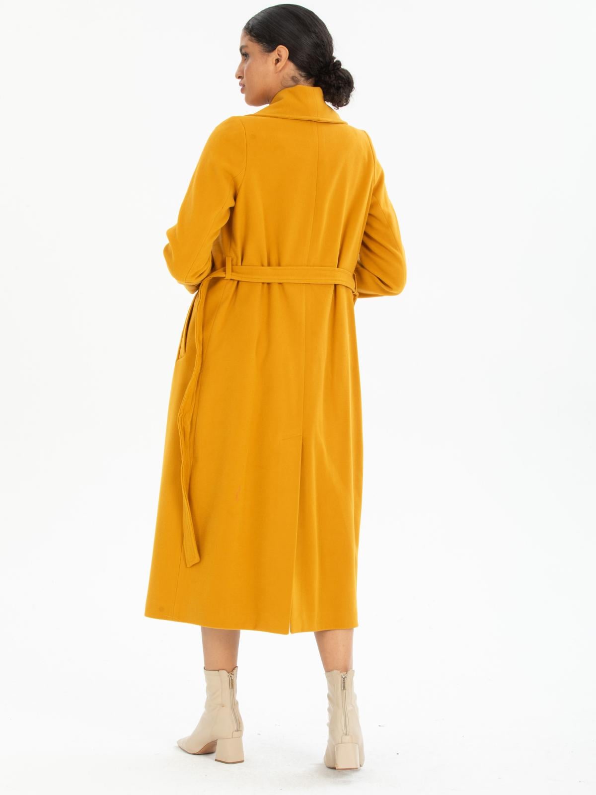 Women coat with belt wholesale Mustard color