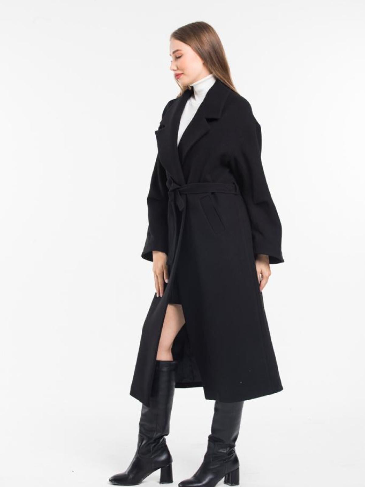 Women coat with belt wholesale Navy color 669364