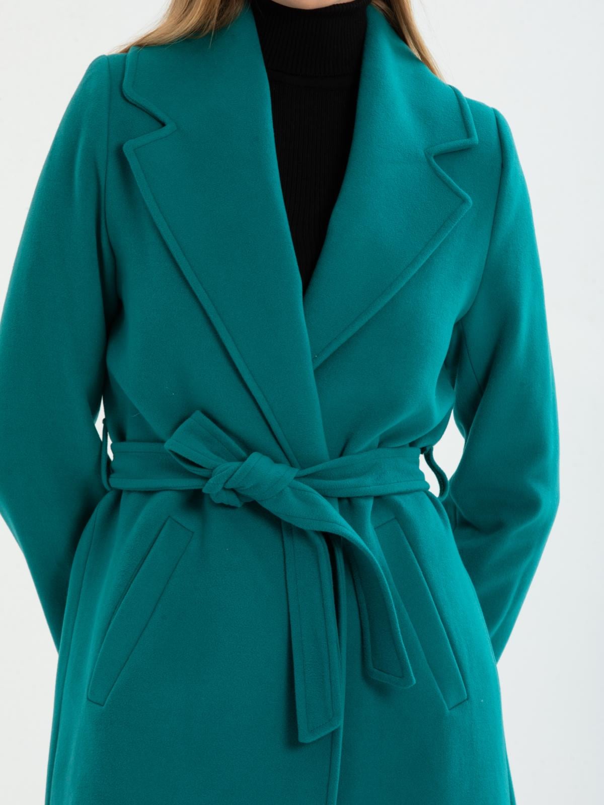 Women coat with belt wholesale Petrol color 670429