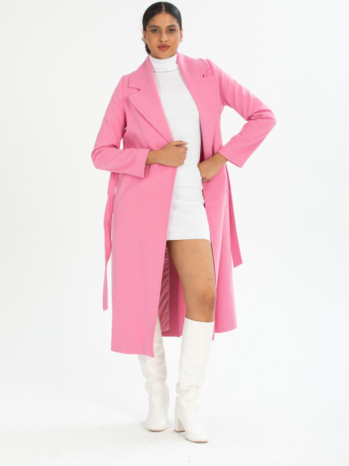 Women coat with belt wholesale Pink color 670432