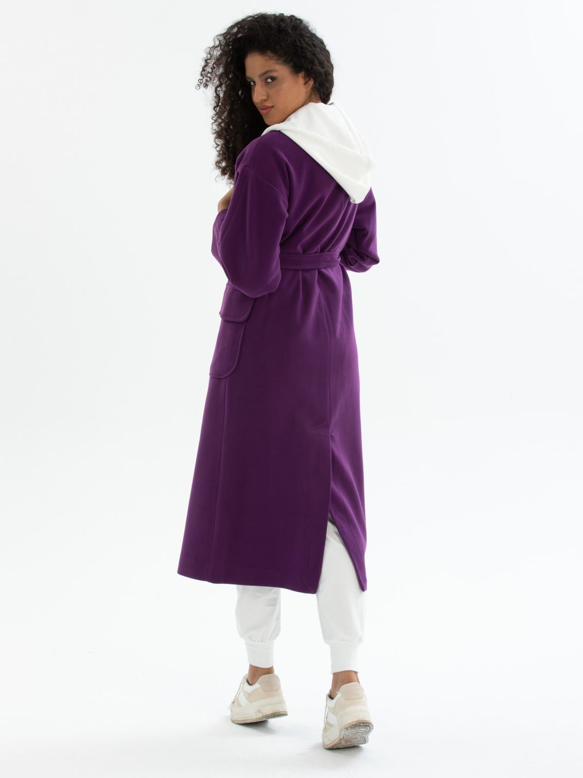 Women coat with belt wholesale Purple color 670441