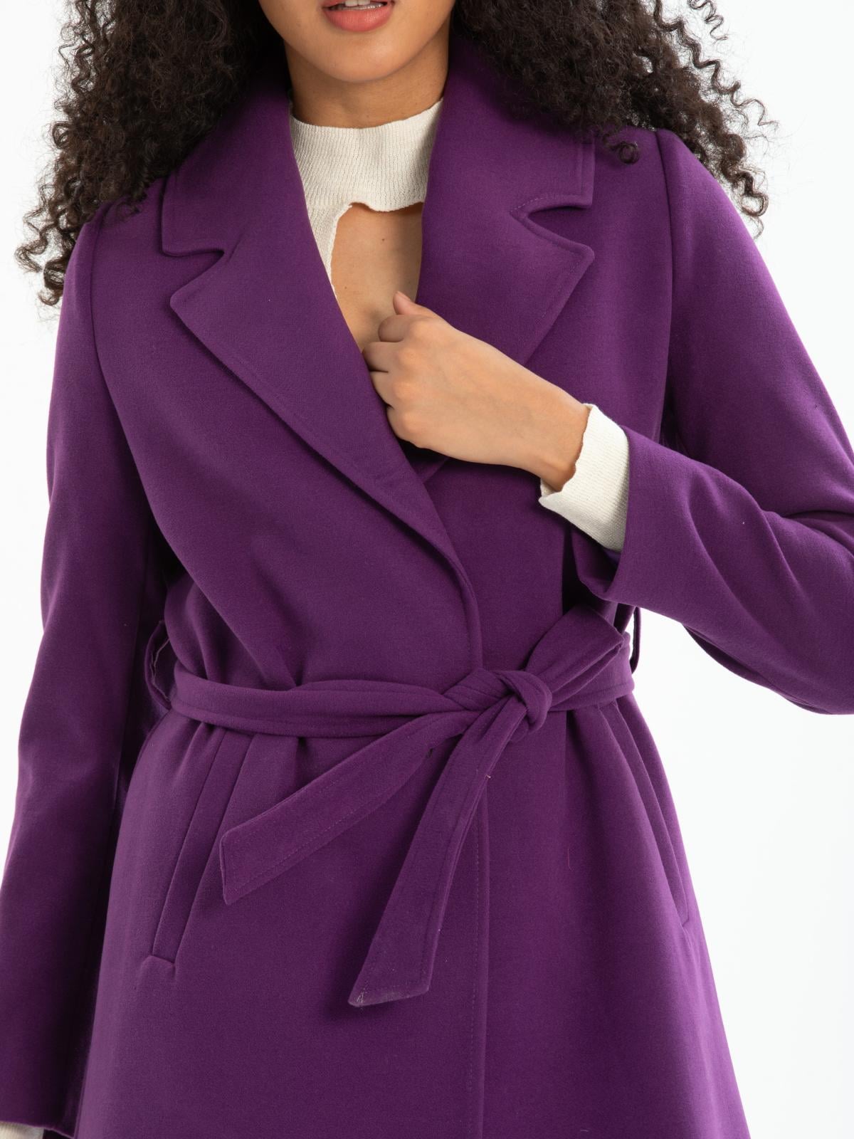 Women coat with belt wholesale Purple color