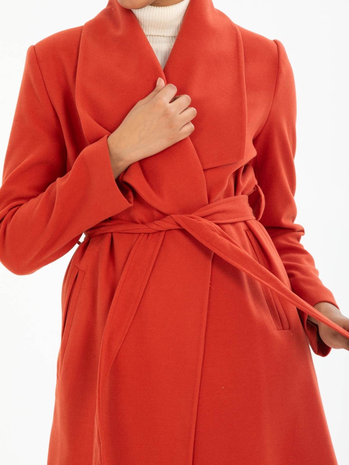 Women coat with belt wholesale Red color