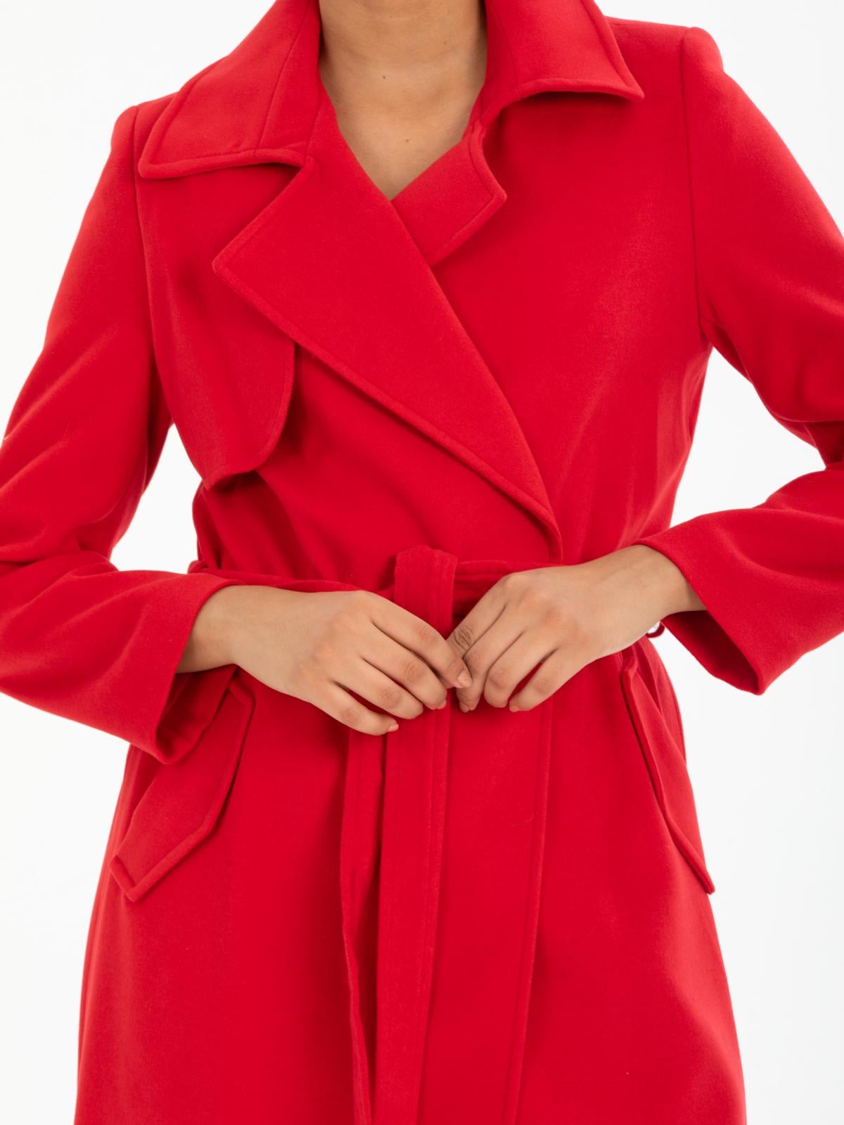 Women coat with belt wholesale Red color