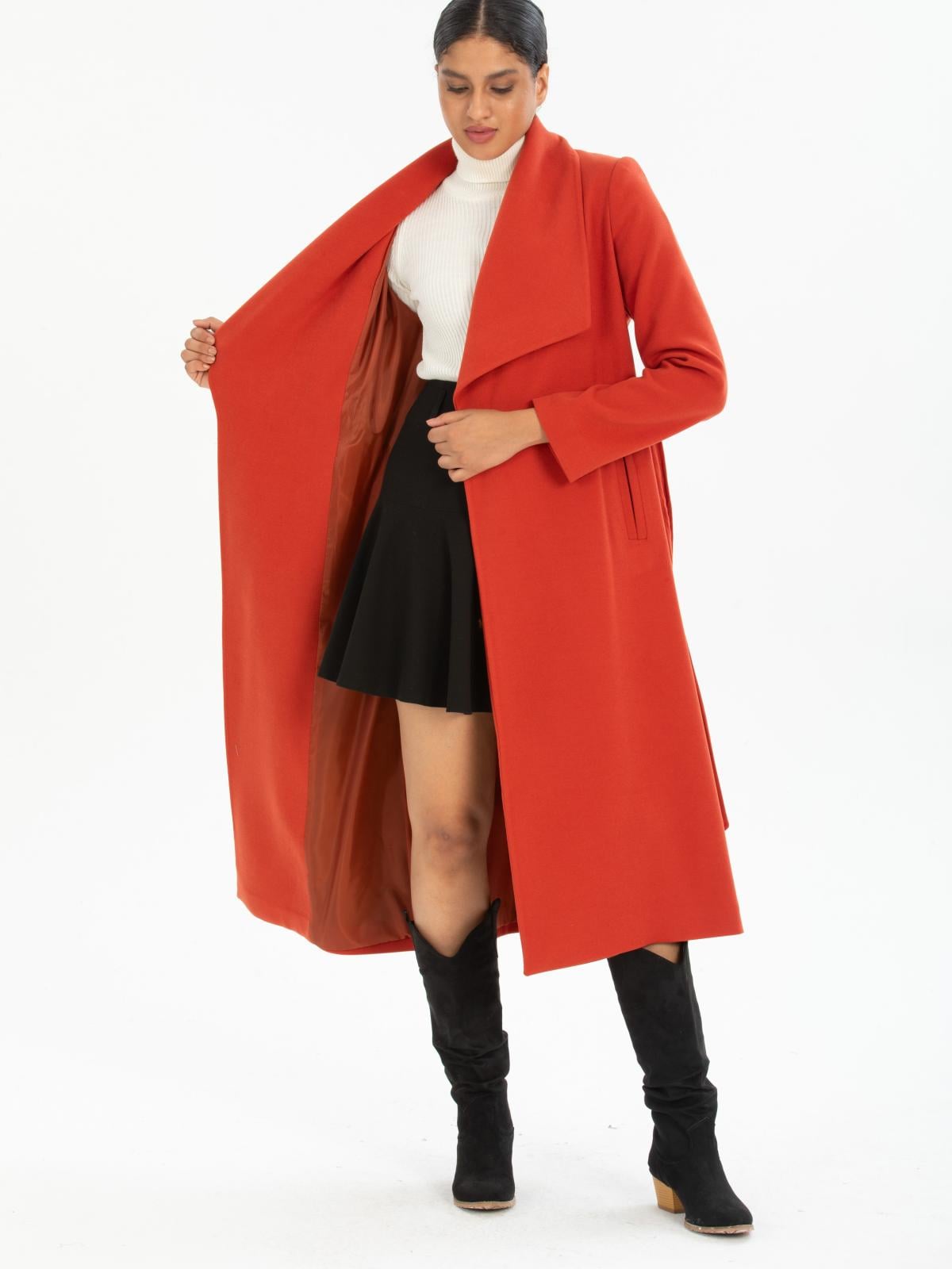 Women coat with belt wholesale Red color