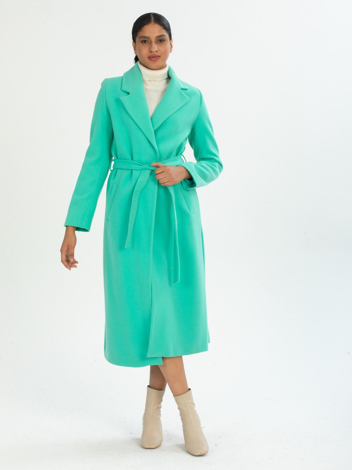 Women coat with belt wholesale Turquoise color 670415