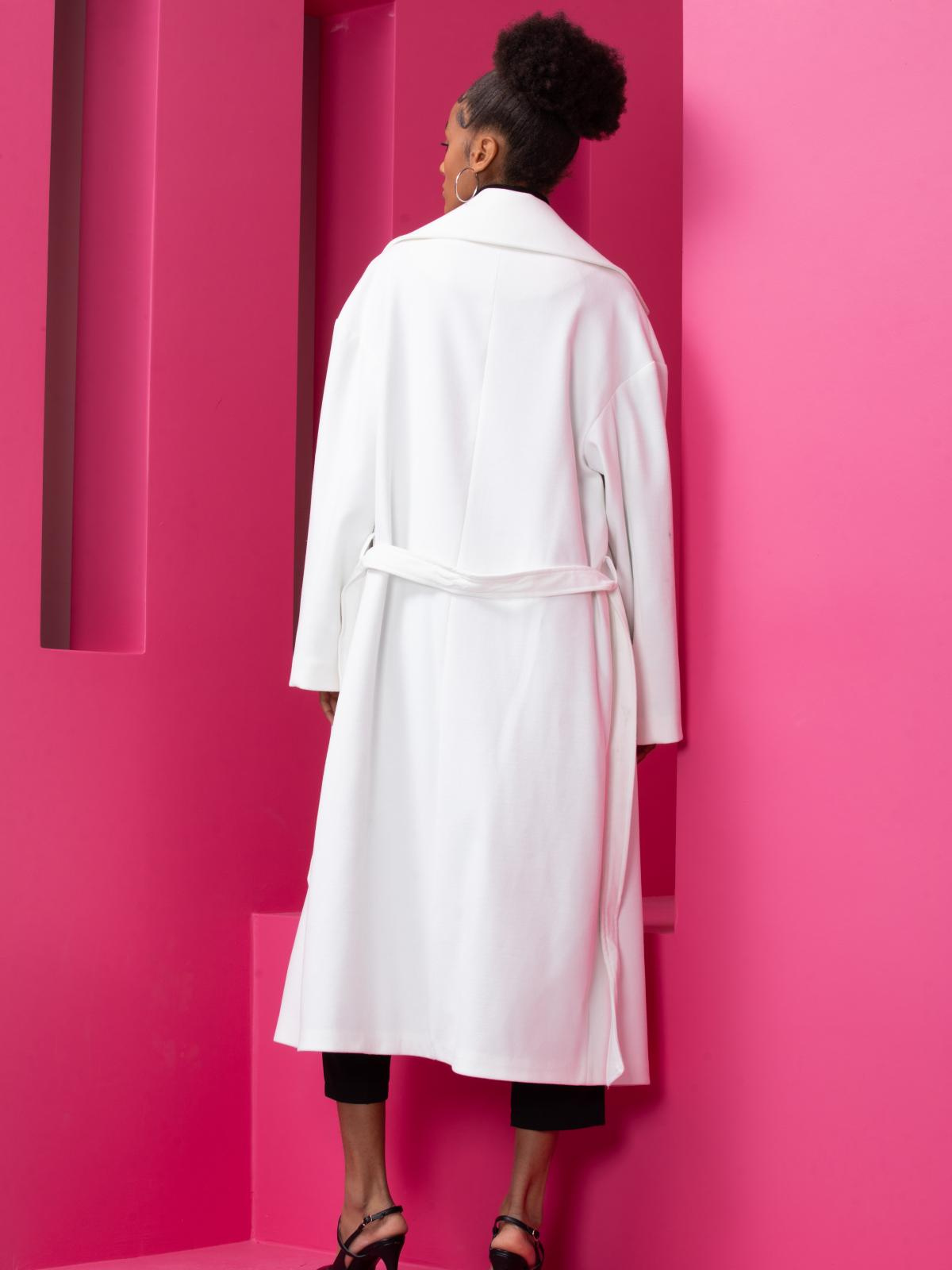 Women coat with belt wholesale White color 669371