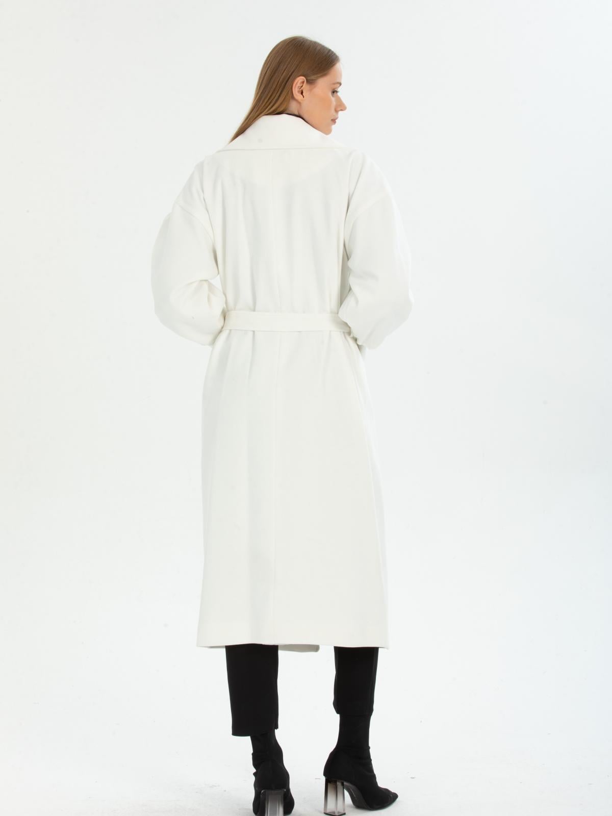 Women coat with belt wholesale White color 670478