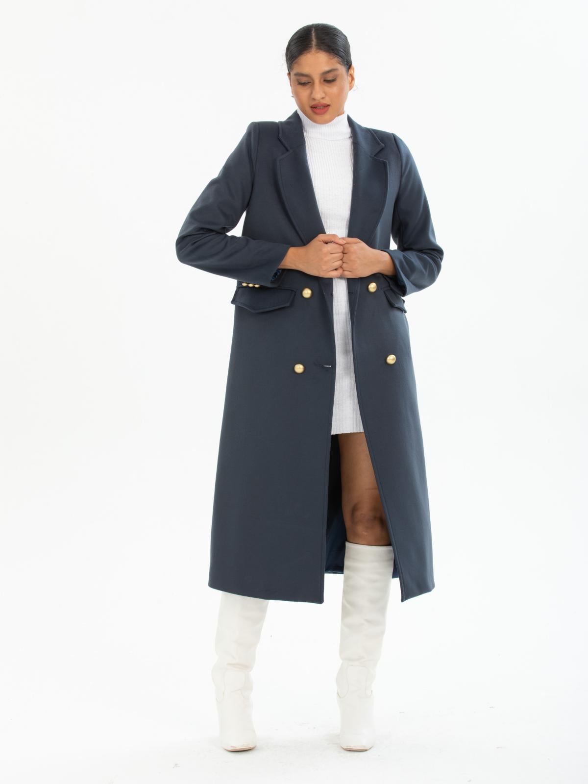 Women four-button coat wholesale Anthracite color 670450