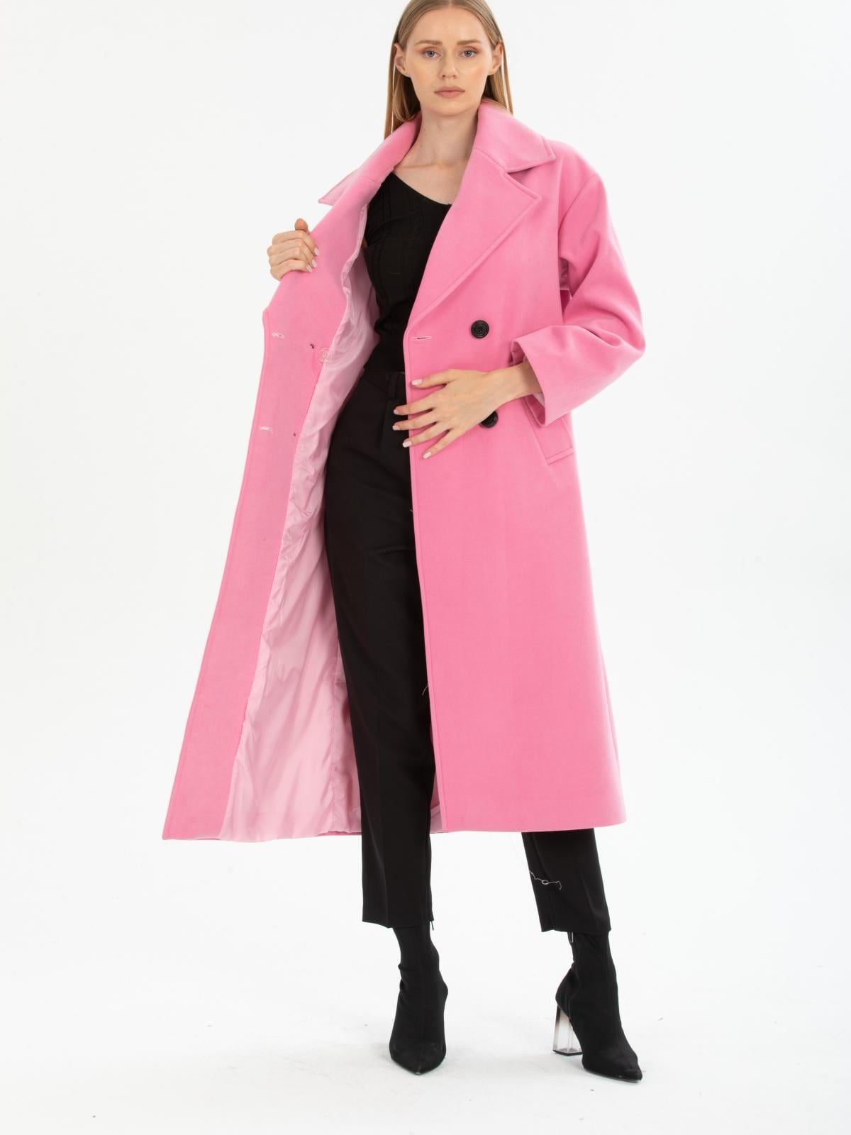 Women four-button coat wholesale Babay Pink color