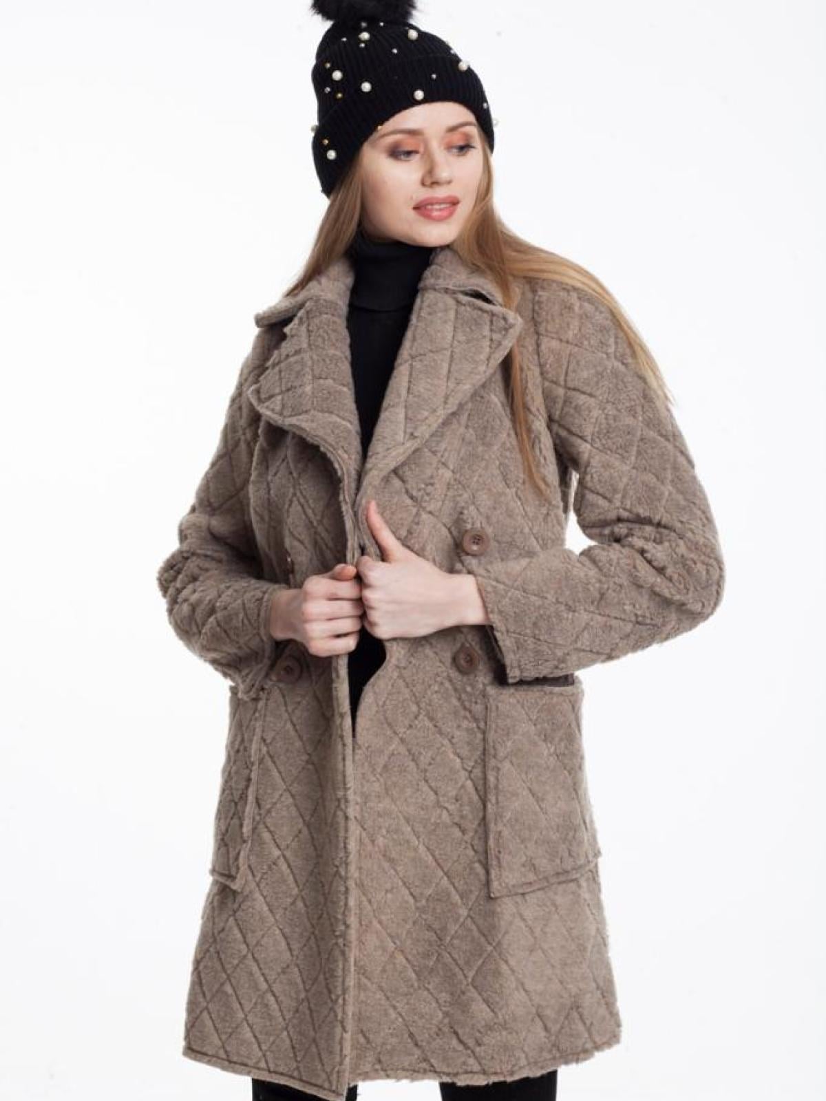 Women four-button coat wholesale Beige color 669356