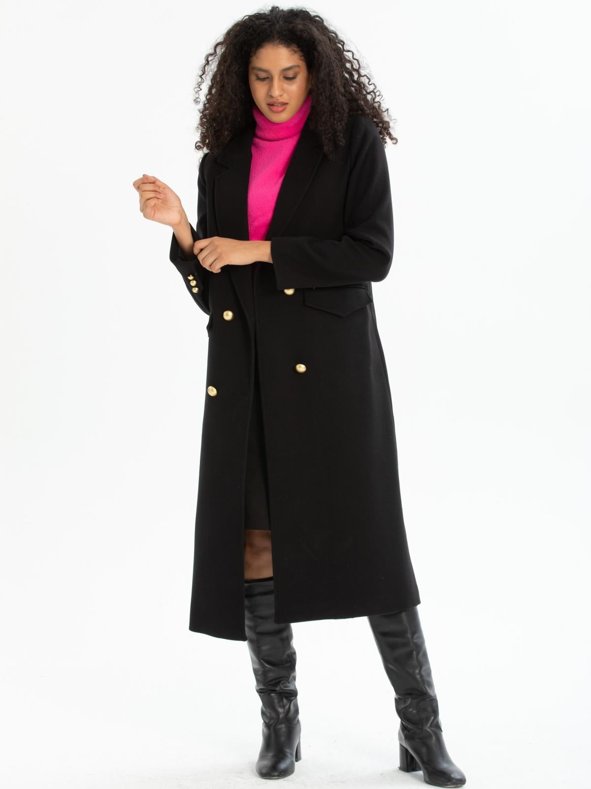 Women four-button coat wholesale Black color