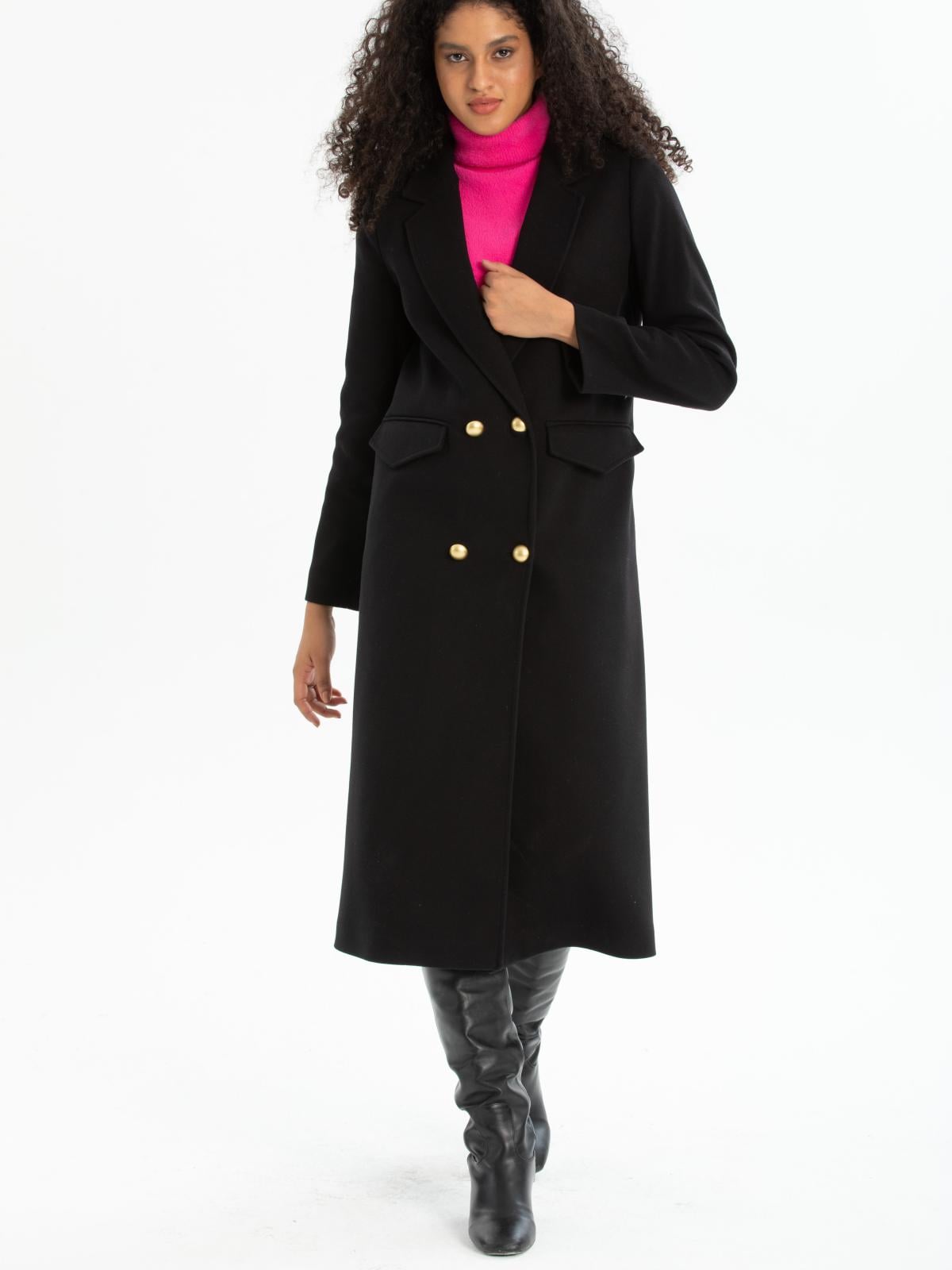 Women four-button coat wholesale Black color