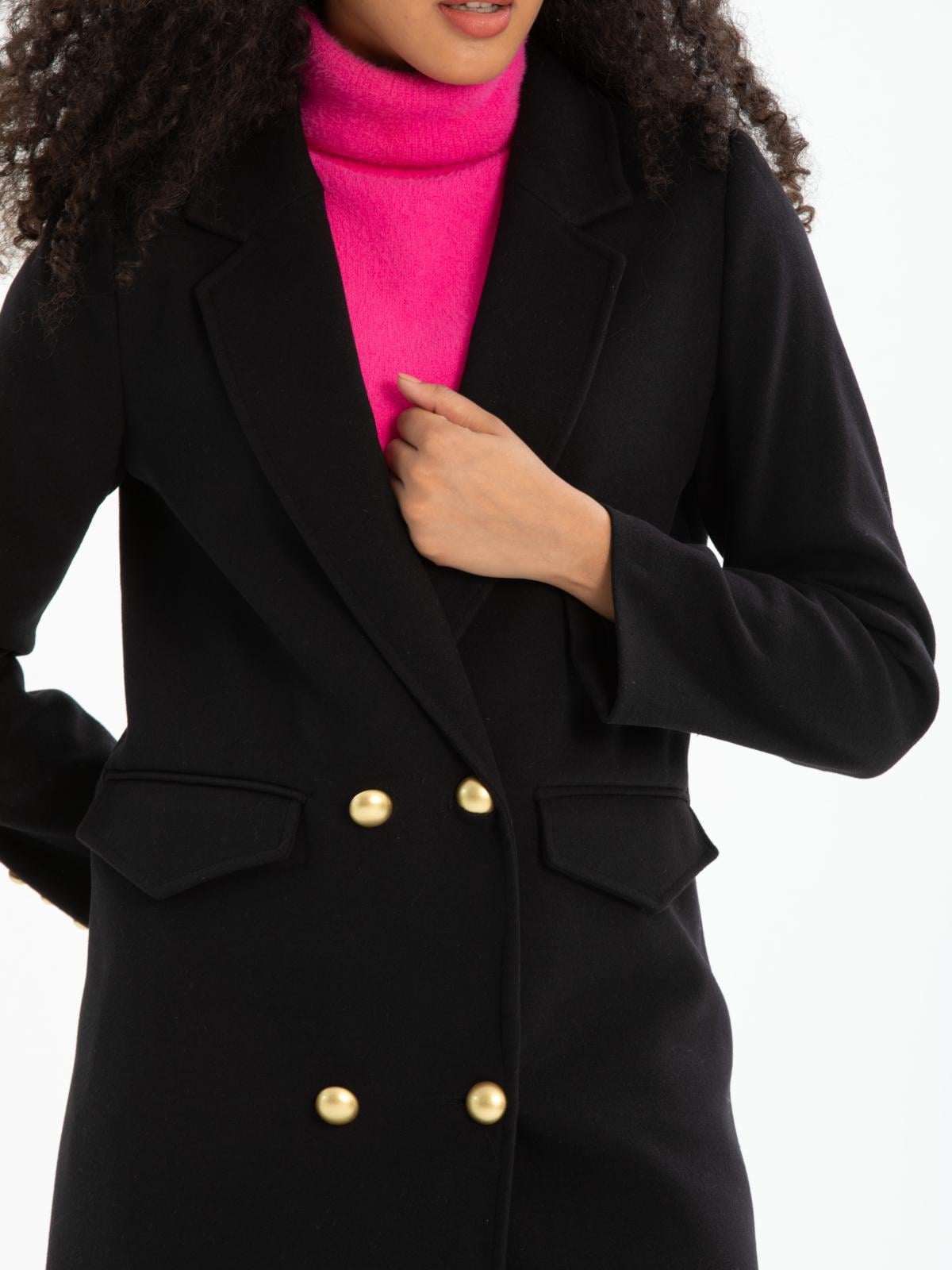 Women four-button coat wholesale Black color