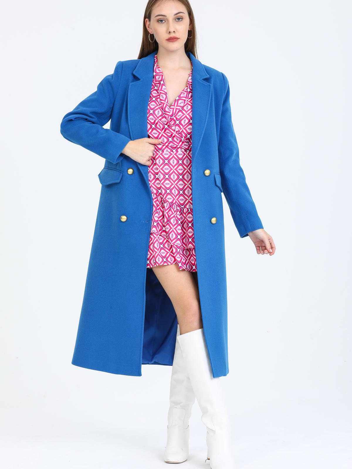 Women Four-Button Coat Wholesale Blue Color