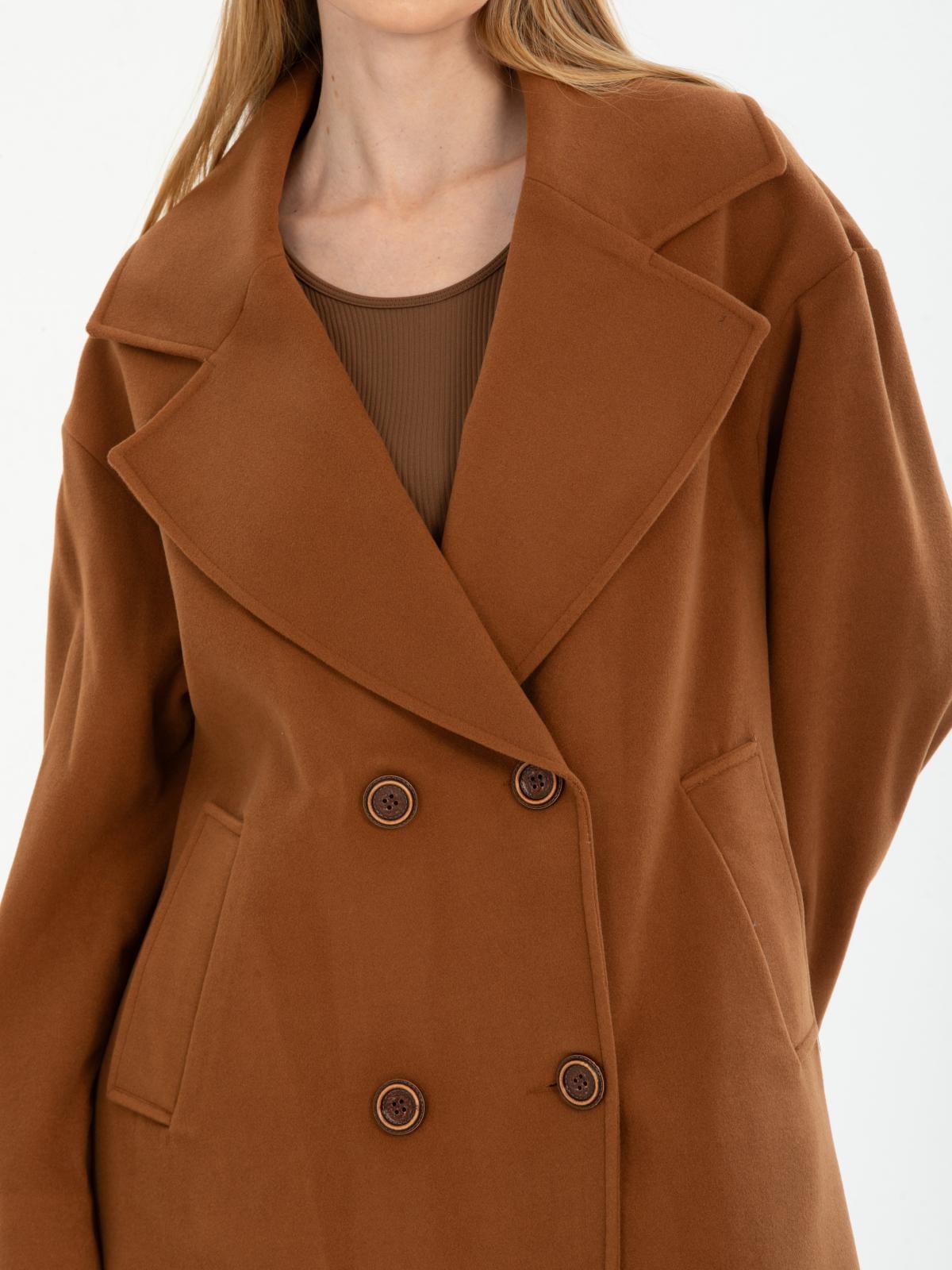 Women four-button coat wholesale Brown color