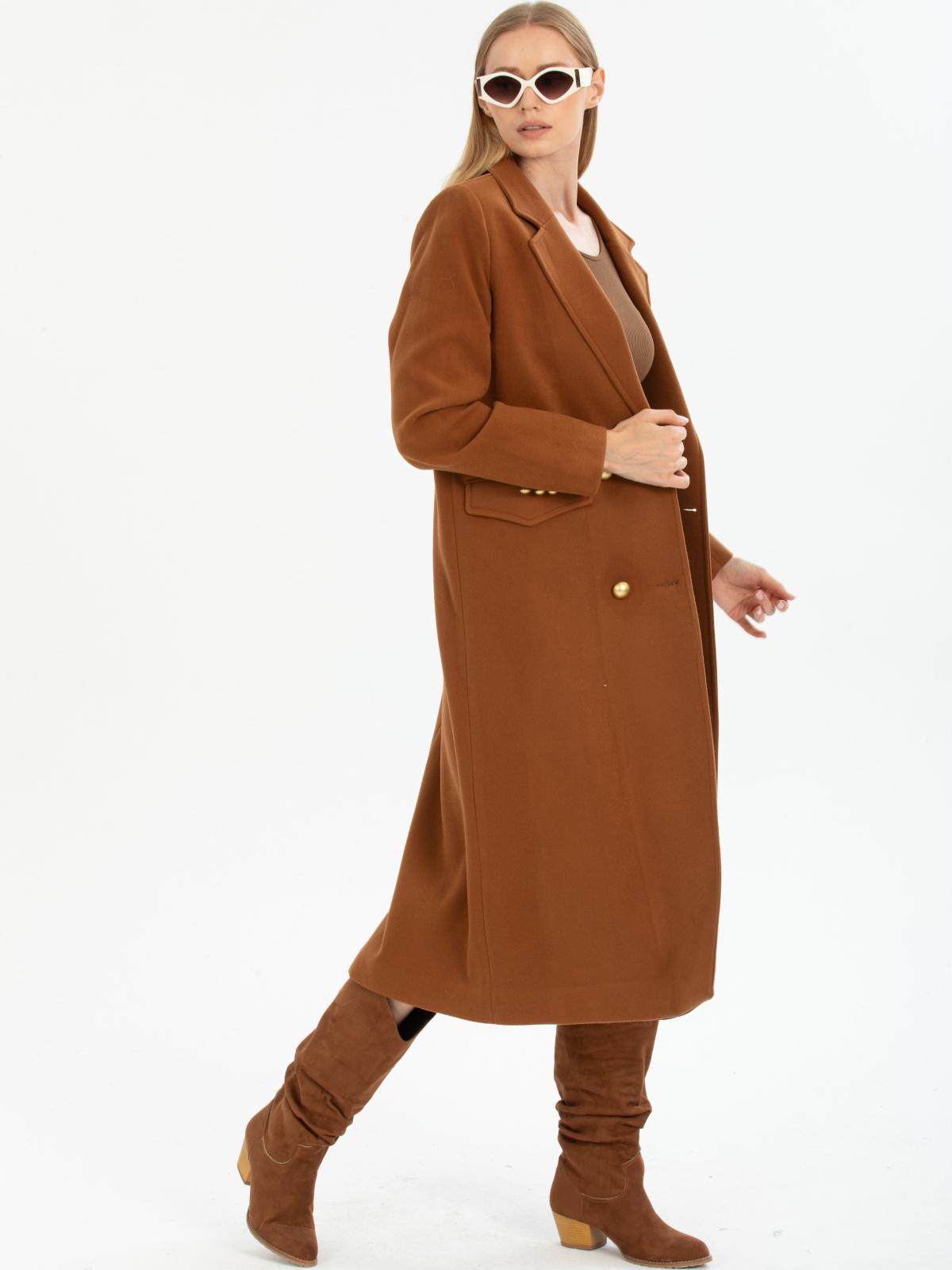 Women four-button coat wholesale Brown color