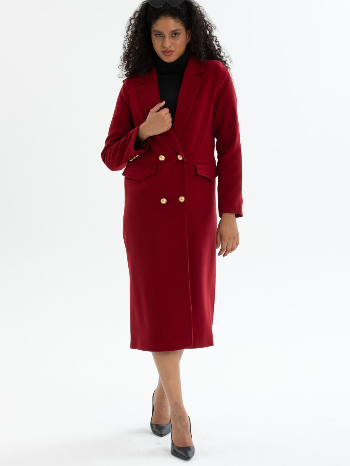 Women four-button coat wholesale Burgundy color 670452