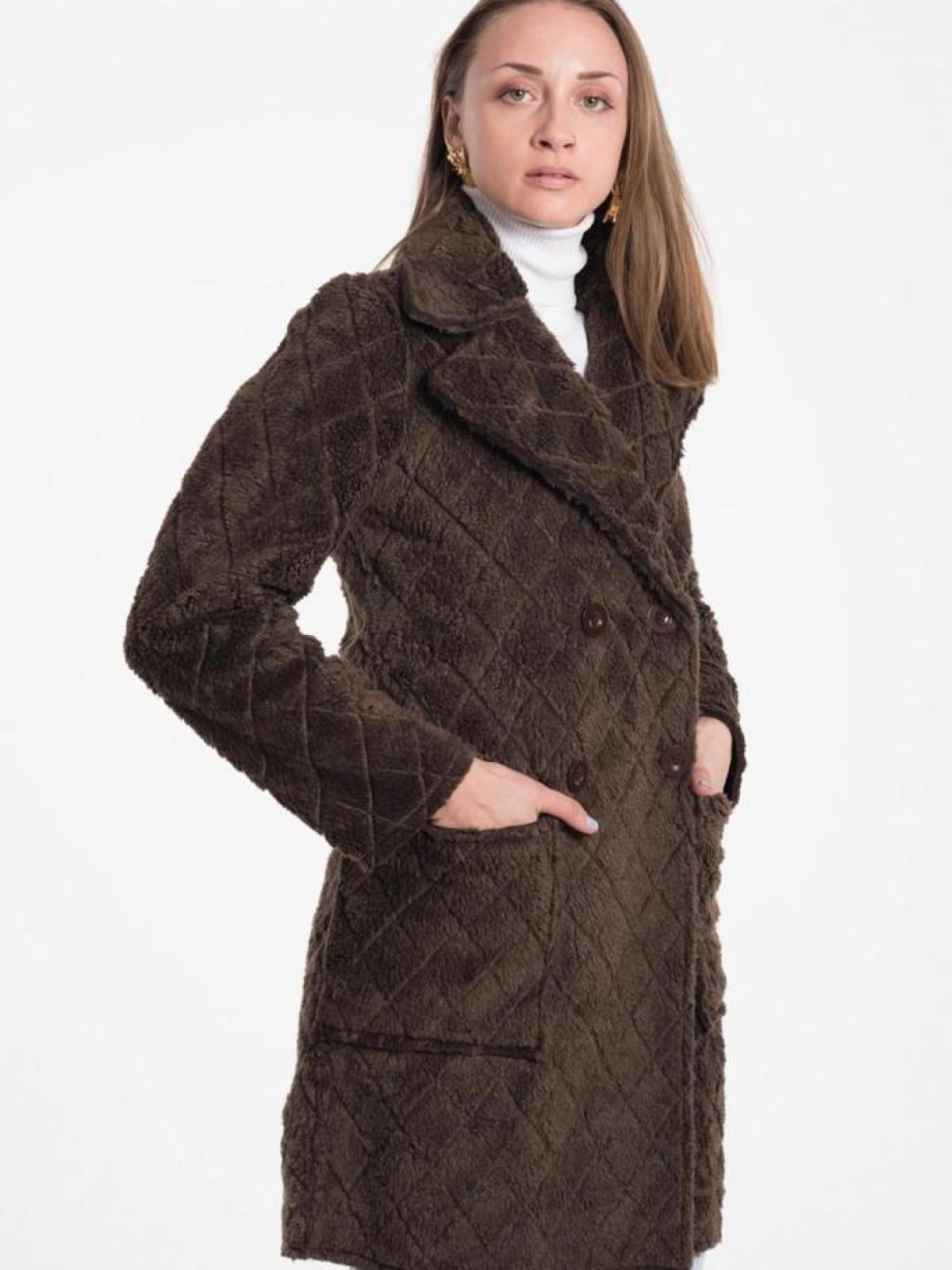 Women four-button coat wholesale Light Brown color 669355