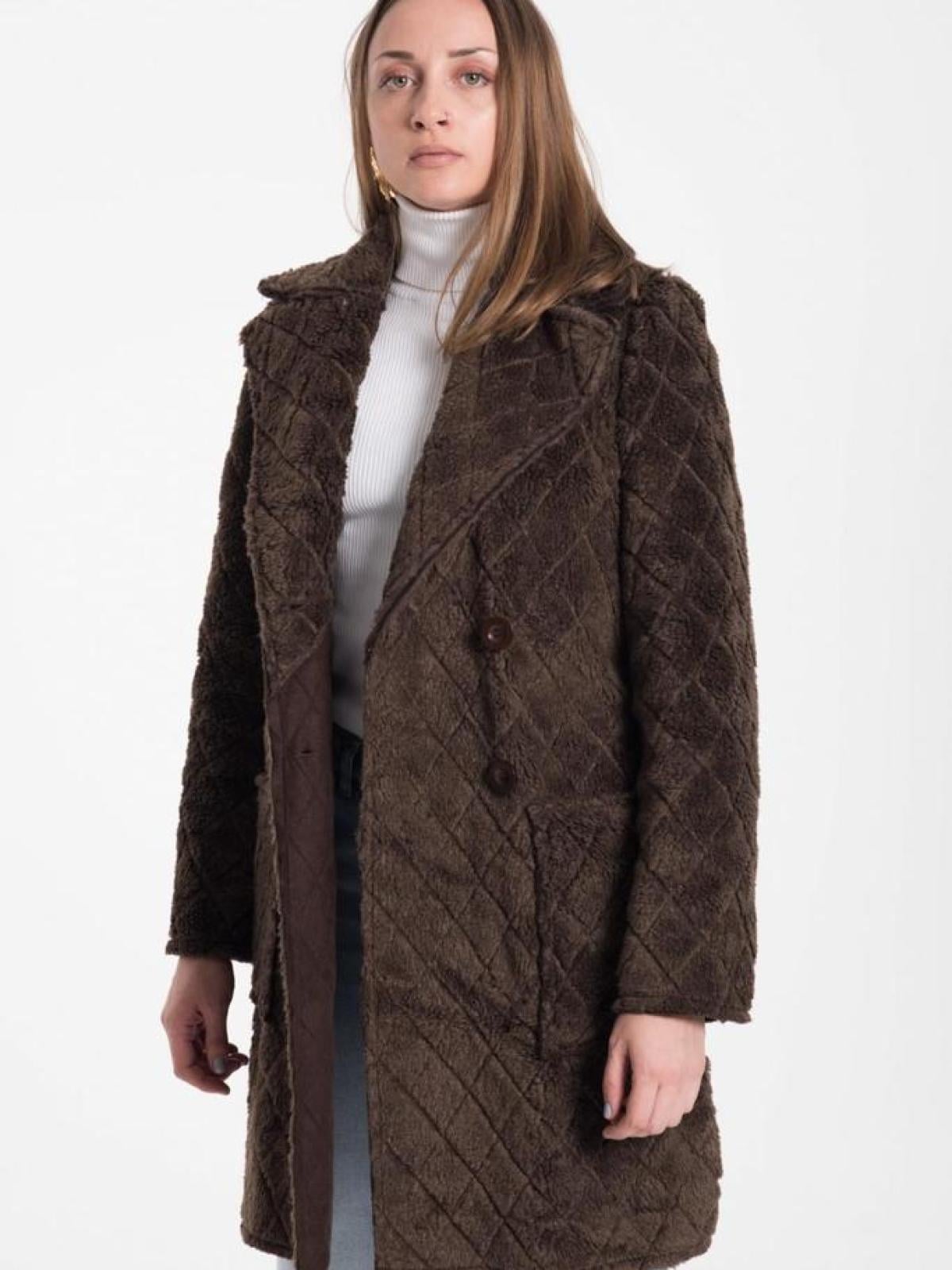 Women four-button coat wholesale Light Brown color 669355