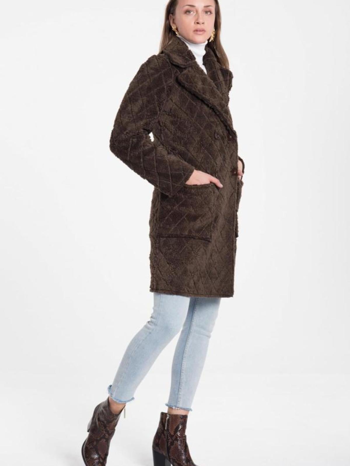 Women four-button coat wholesale Light Brown color 669355