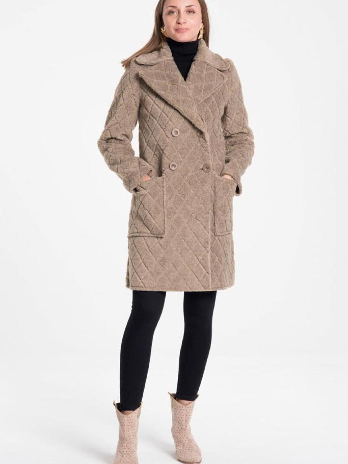 Women four-button coat wholesale Light Beige color 669357