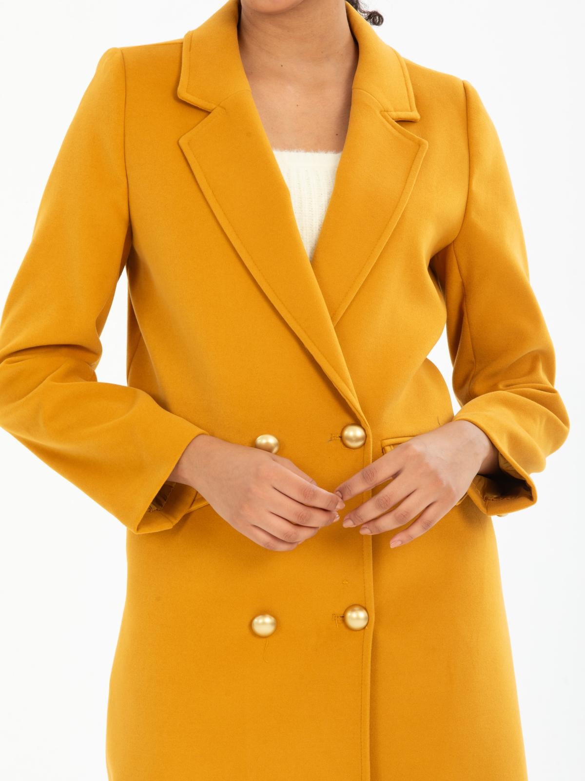 Women four-button coat wholesale Mustard color