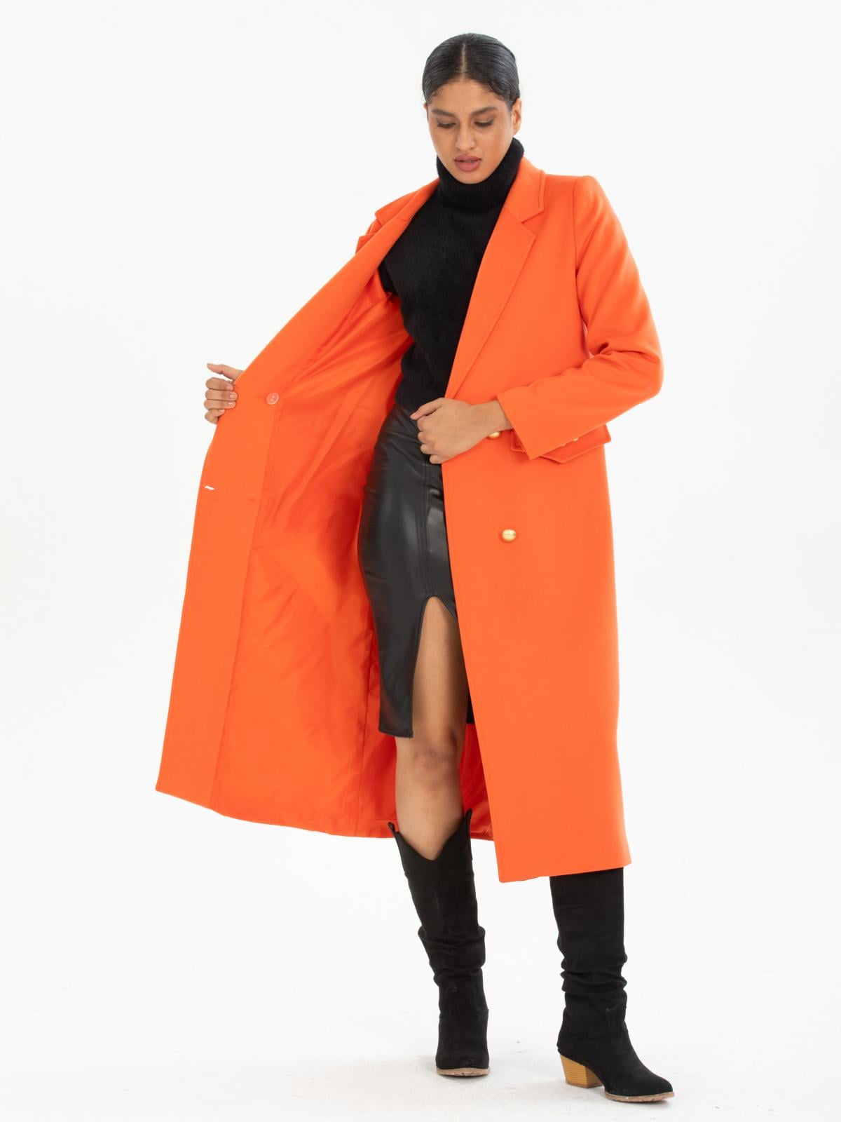 Women four-button coat wholesale Orange color