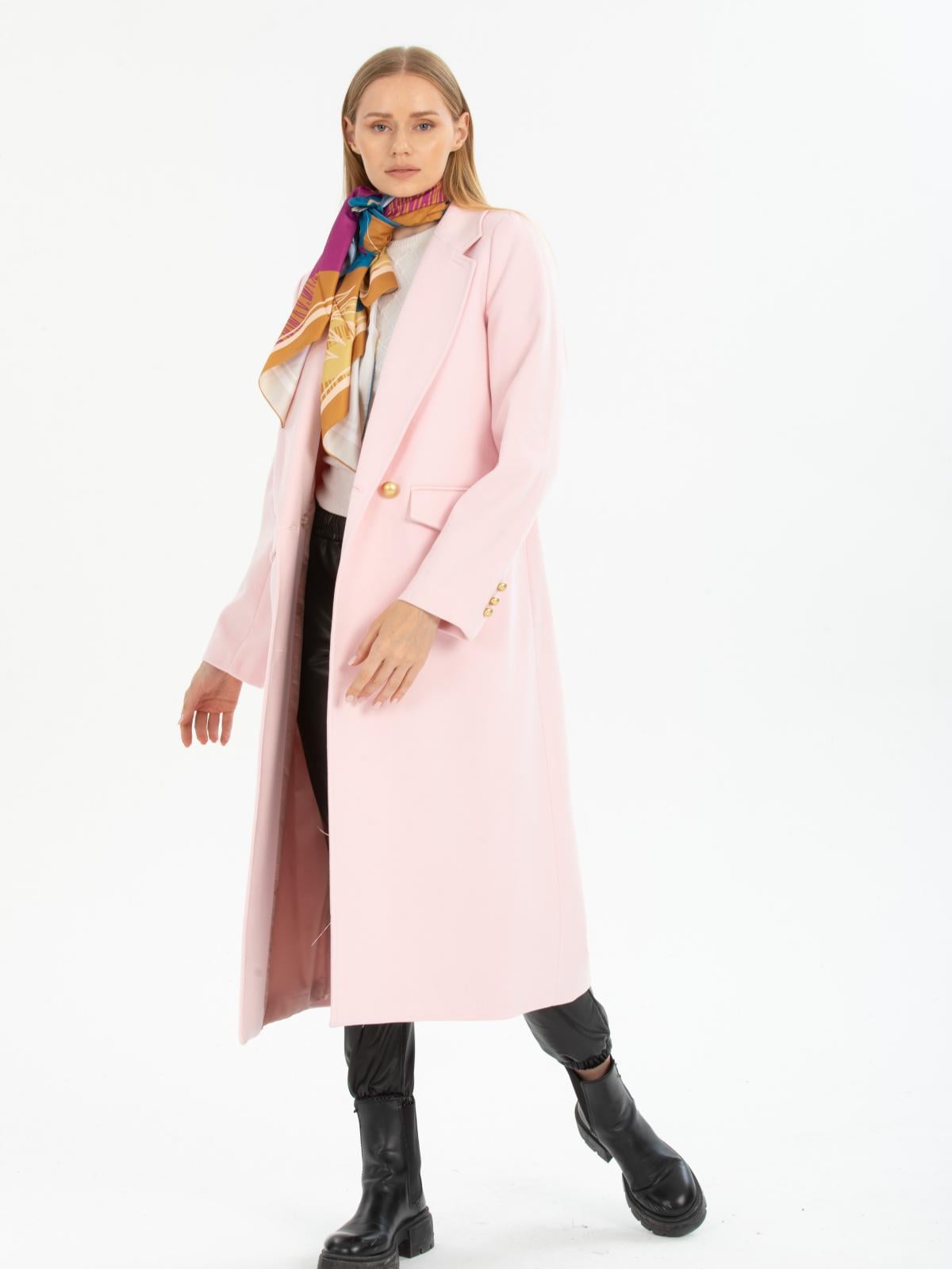 Women four-button coat wholesale Powder color 670445