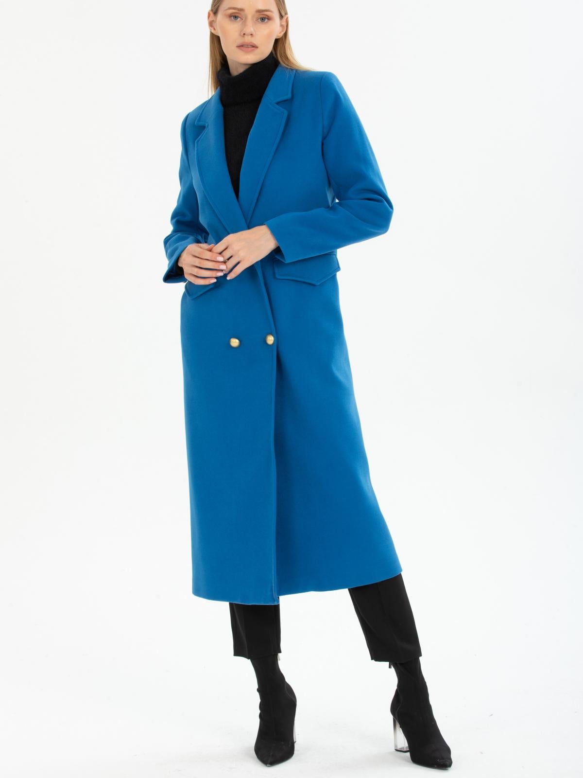 Women four-button coat wholesale Sax color