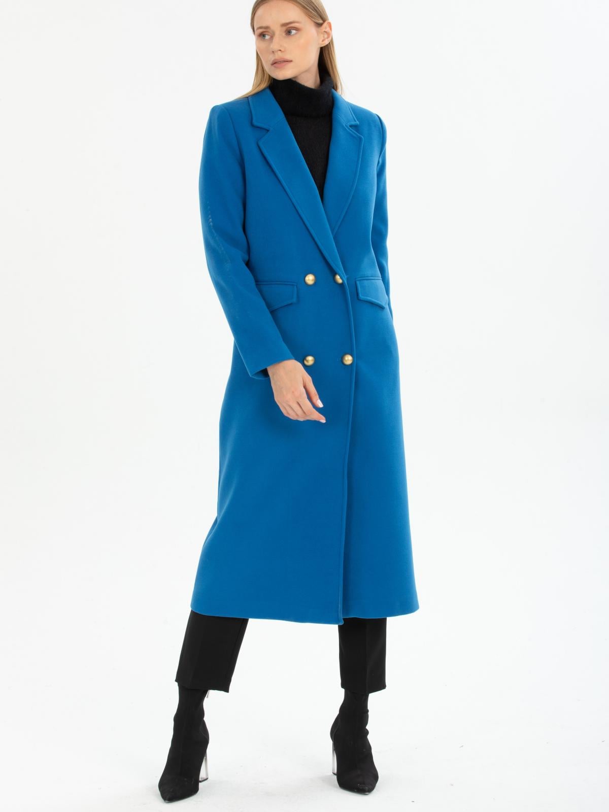 Women four-button coat wholesale Sax color